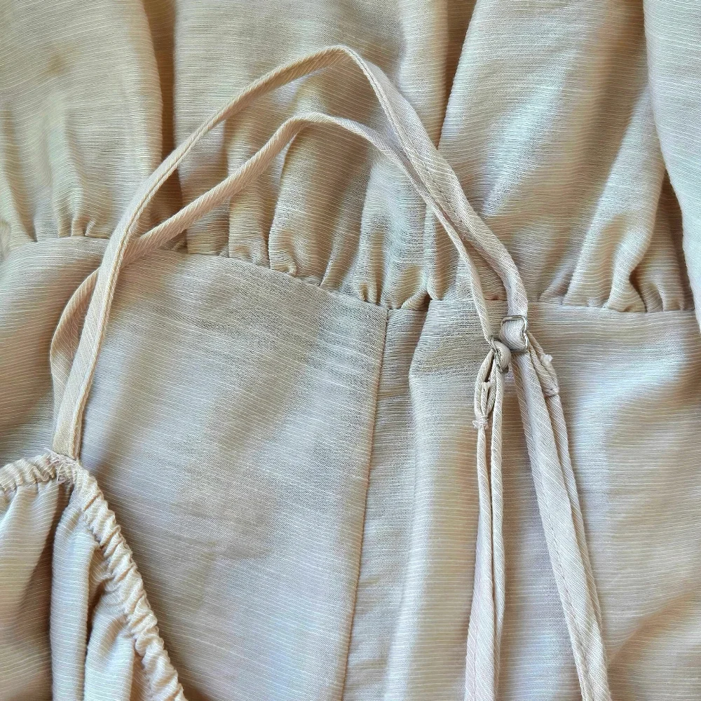 Blu Pepper-Boho Smocked Tiered Maxi Sundress, Champagne, Lined Adjustable Straps - Picture 6 of 10